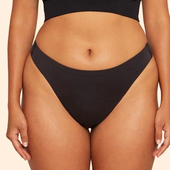 Thinx Modal Cotton Thong Period Black Panties in Size 2X - Picture 2 of 4